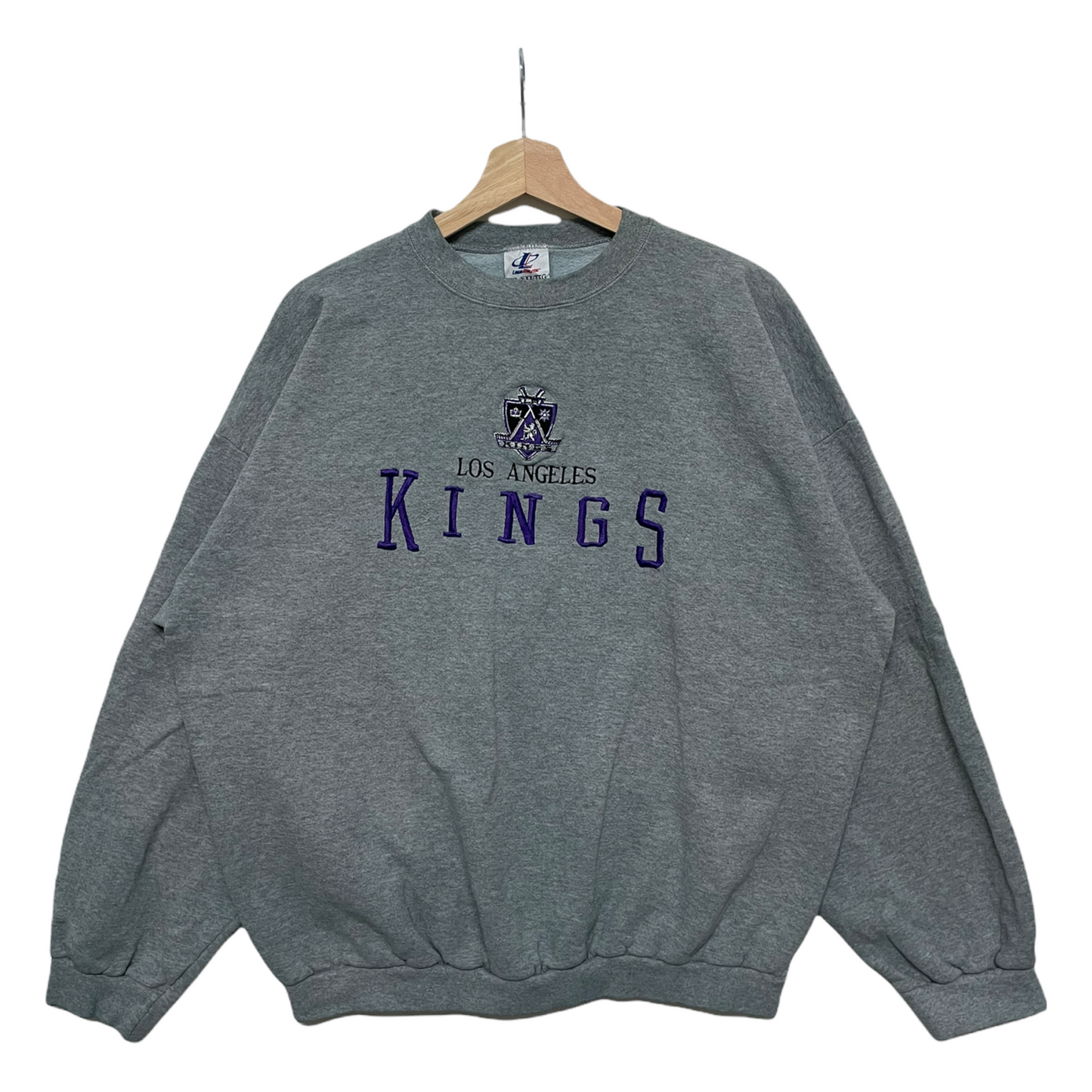 90s Logo Athletic Los Angeles Kings NHL Sweatshirt Grey XL