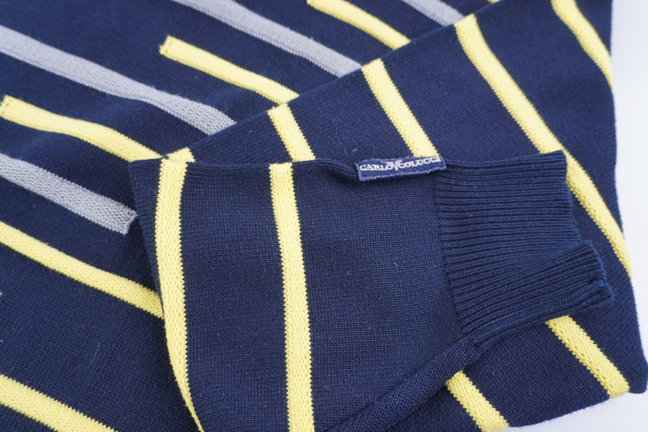 90s Carlo Colucci Sweater Navy Blue Yellow XL