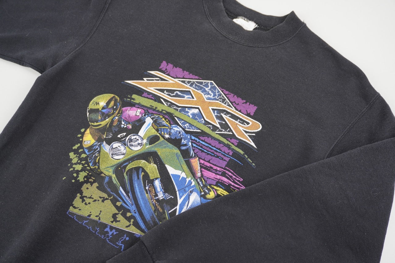 90s Screen Stars ZXR Motorbike Sweatshirt Black  M