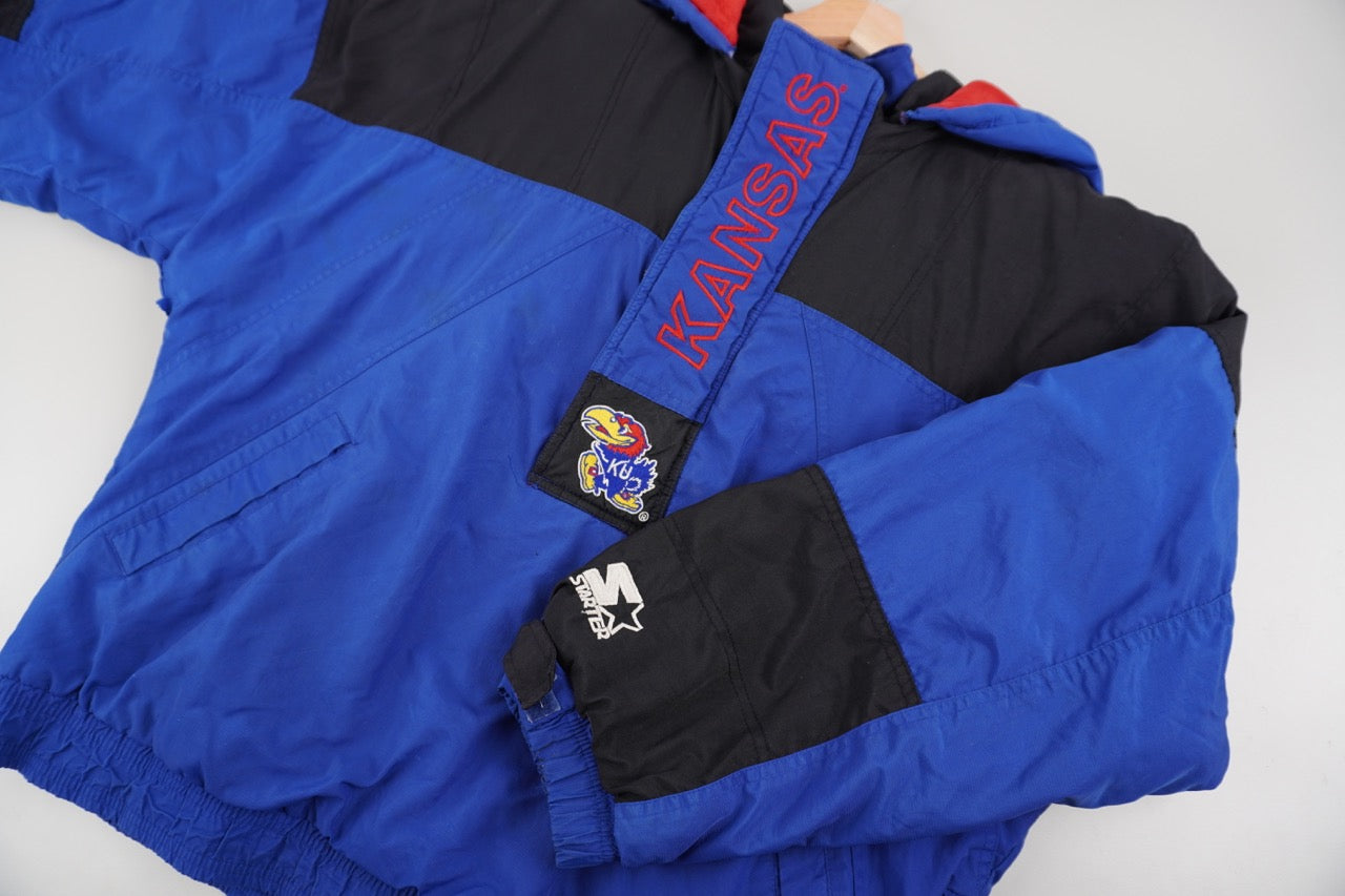 90s Starter Kansas Jayhawks Jacket Blue Black M