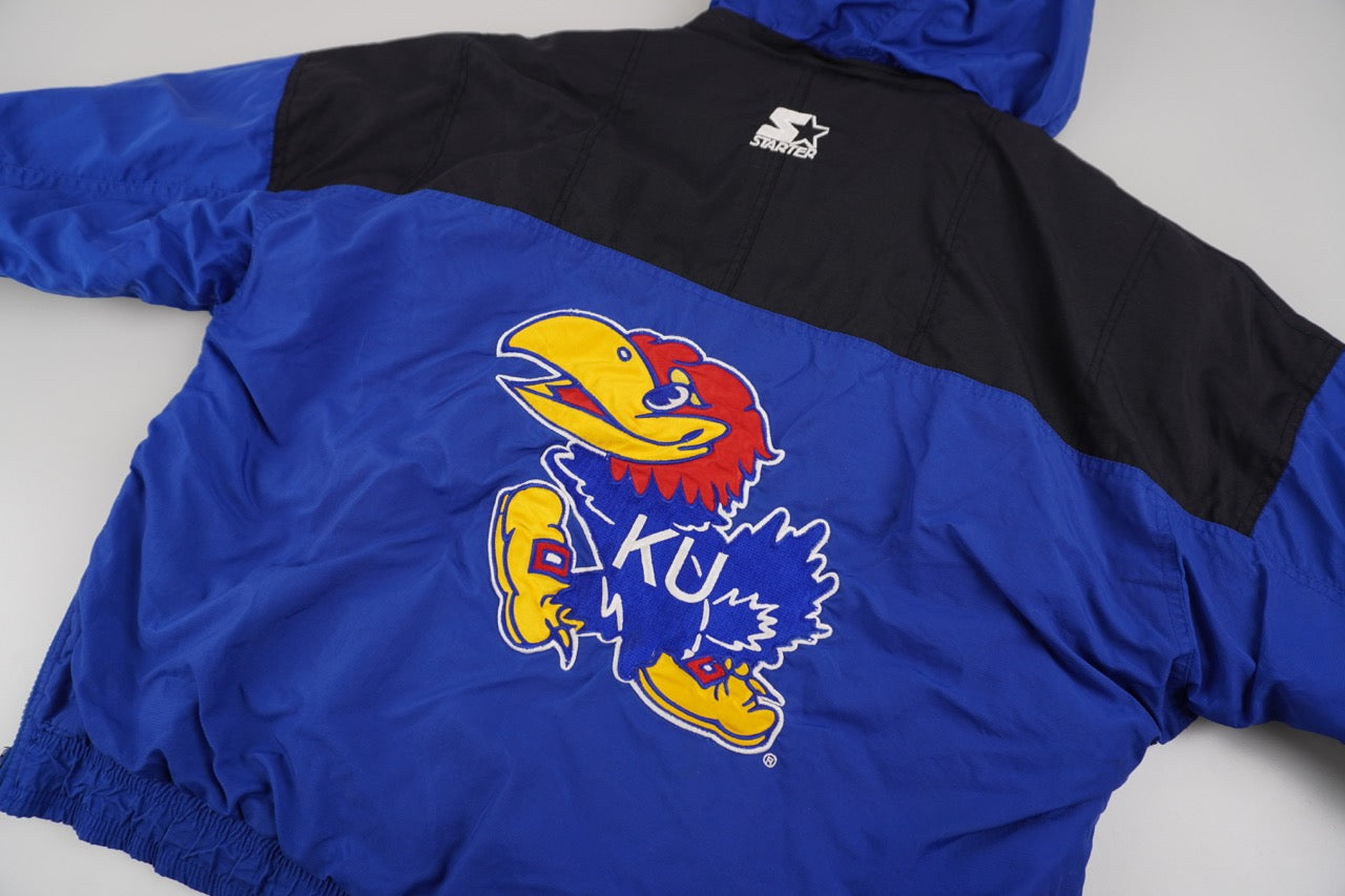 90s Starter Kansas Jayhawks Jacket Blue Black M