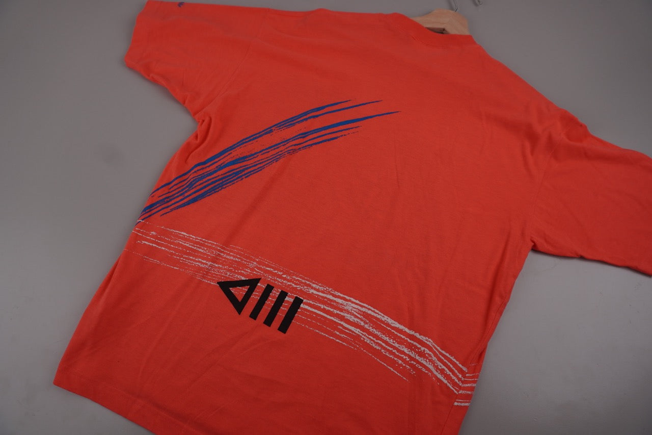 90s Adidas Squash T-Shirt Neon Coral   L