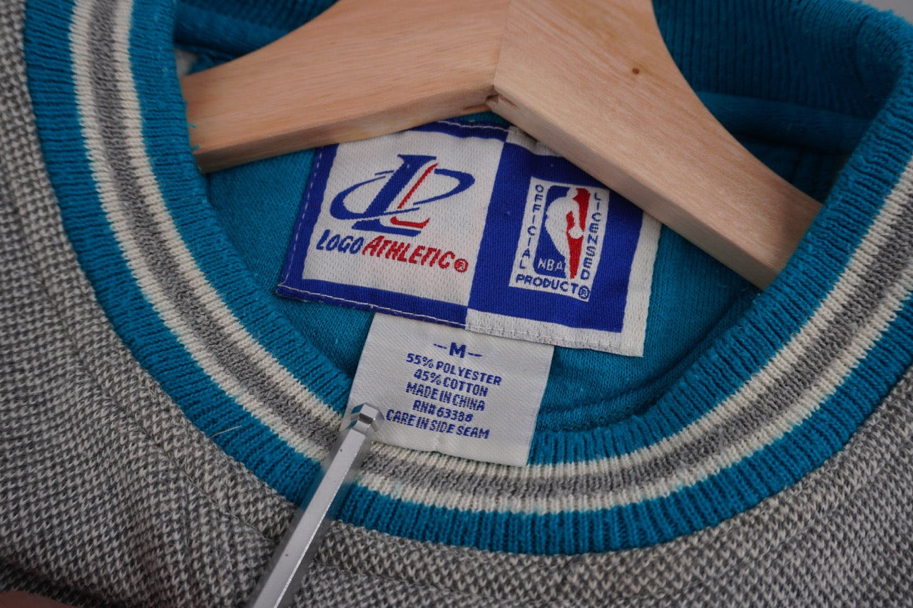90s Logo Athletic Charlotte Hornets NBA Sweatshirt Grey Blue M