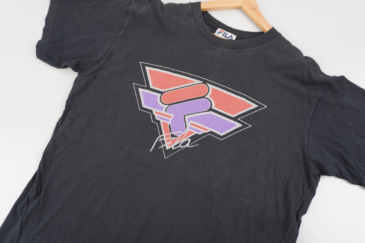 90s Fila T-Shirt Black  L/XL