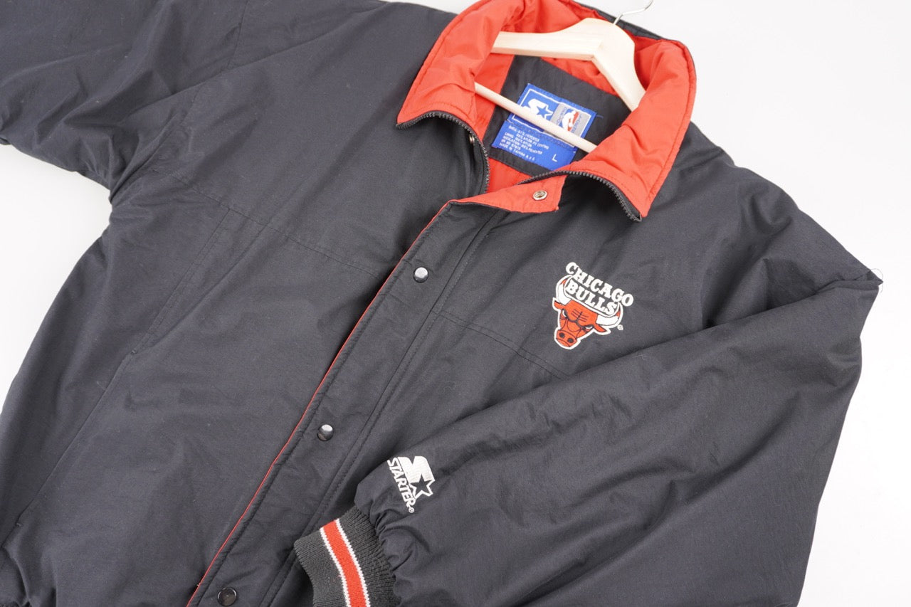 90s Starter Chicago Bulls NBA Jacket Black Red L