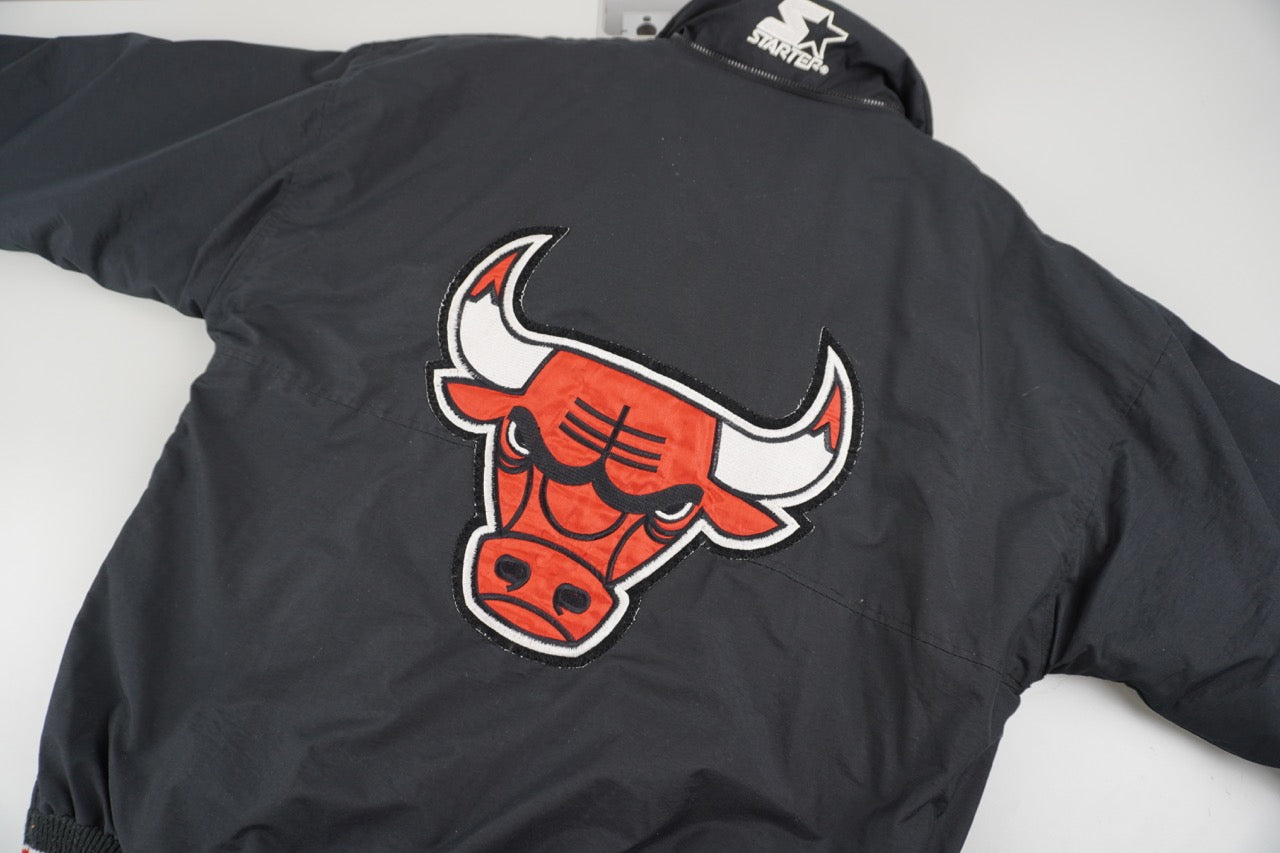 90s Starter Chicago Bulls NBA Jacket Black Red L