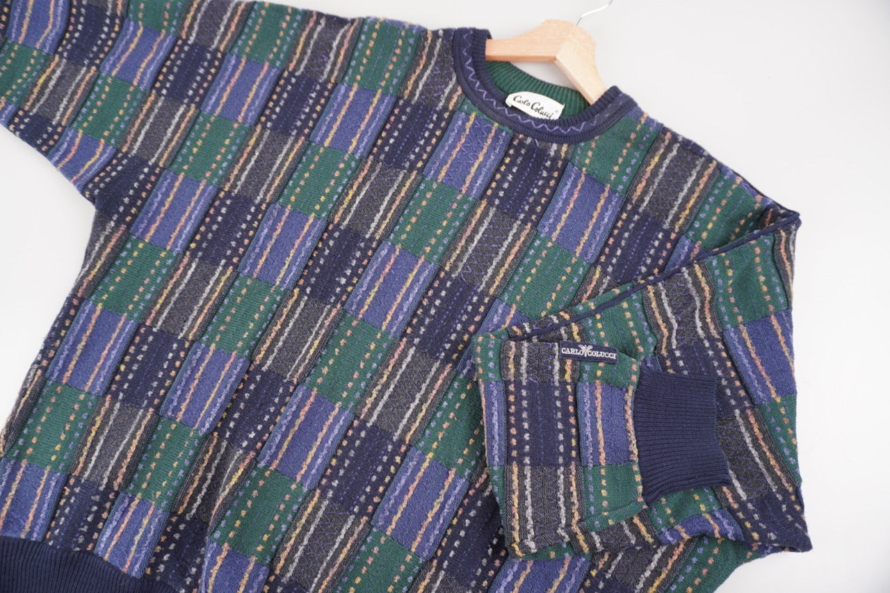 90s Carlo Colucci Sweater Green Blue L