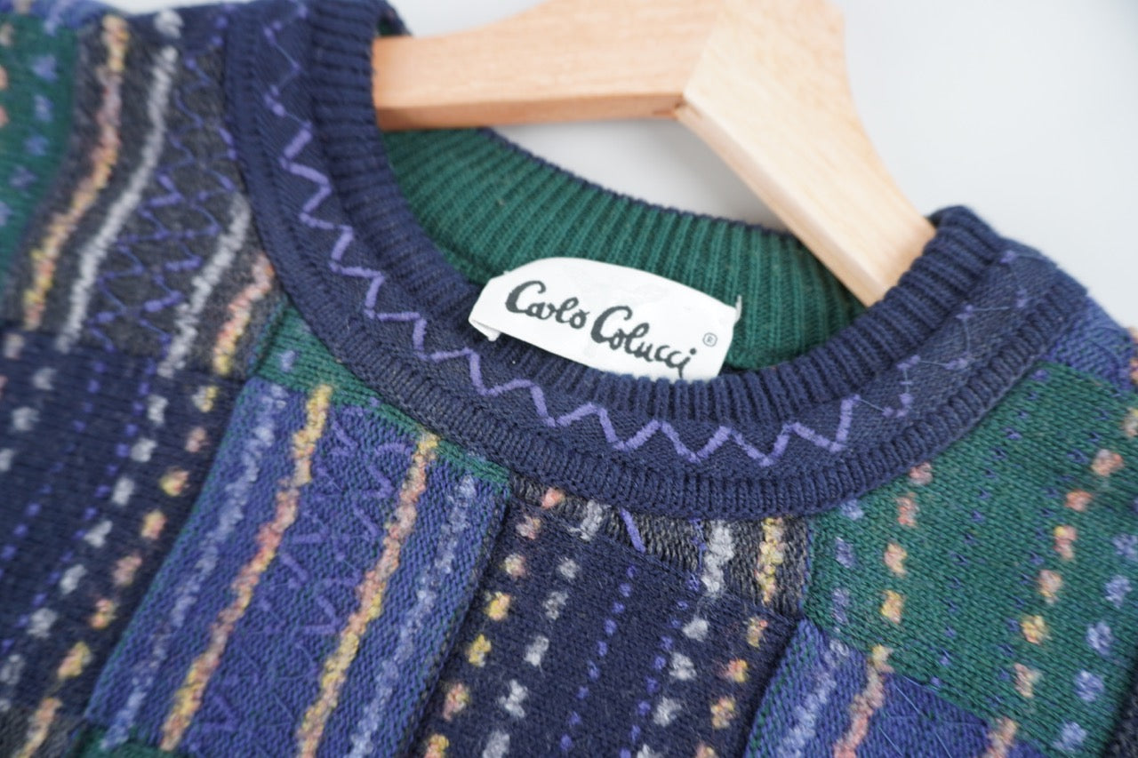 90s Carlo Colucci Sweater Green Blue L