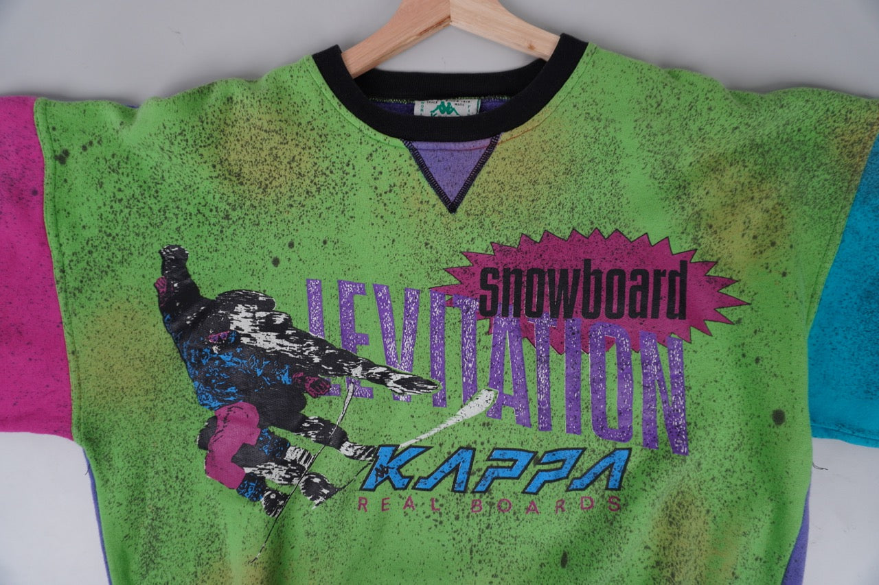 90s Kappa Snowboard Sweatshirt Green Pink XL