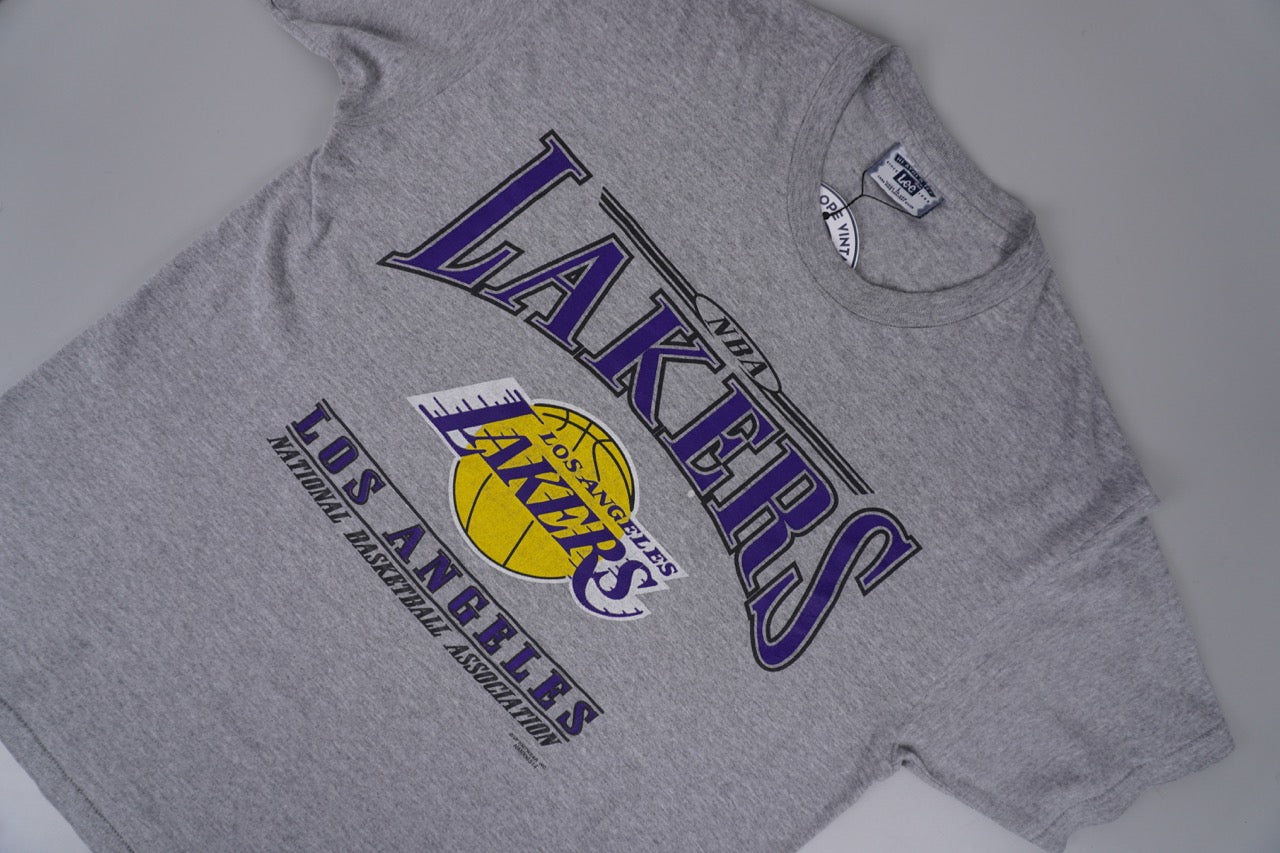 90s Lee Los Angeles Lakers T-shirt Grey Purple Gold L