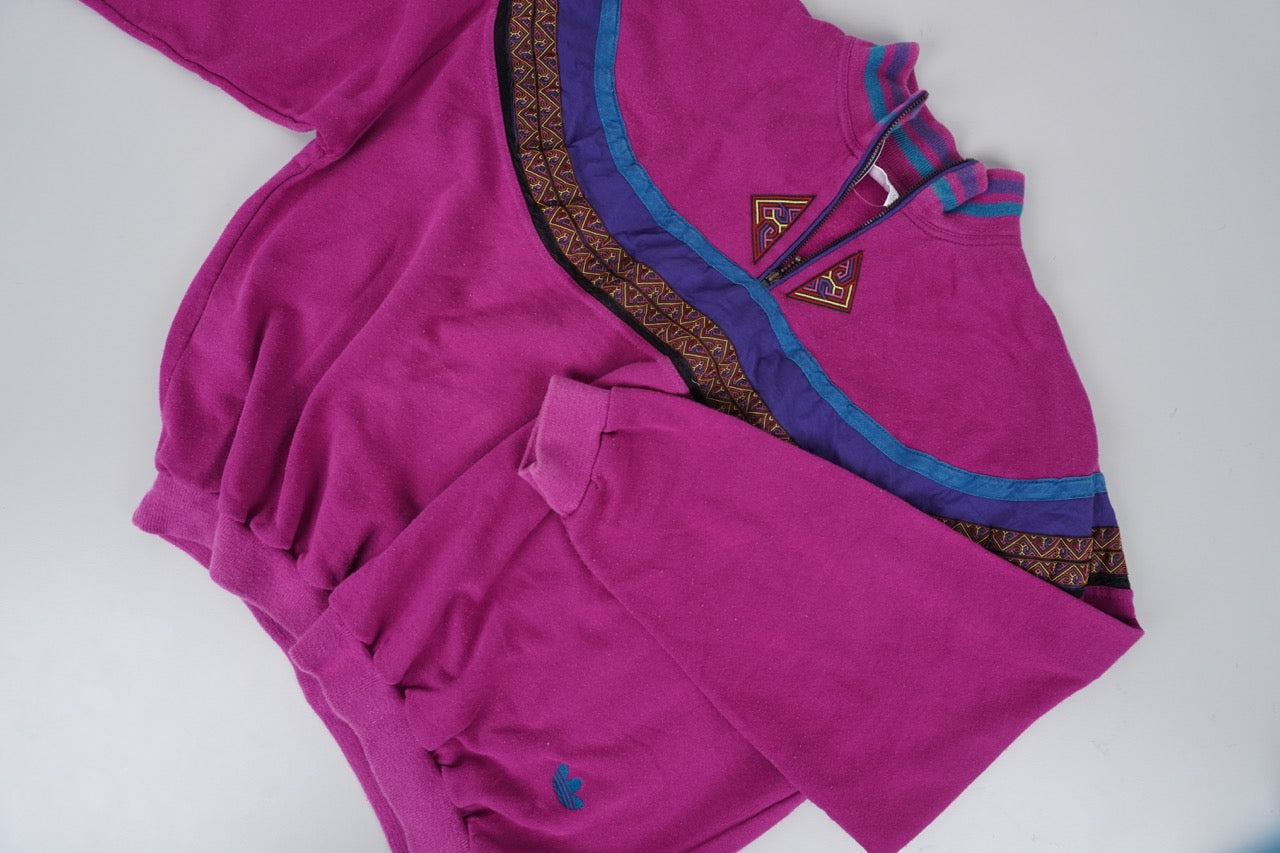 80s Adidas Longsleeve Purple Multi-colored S/M