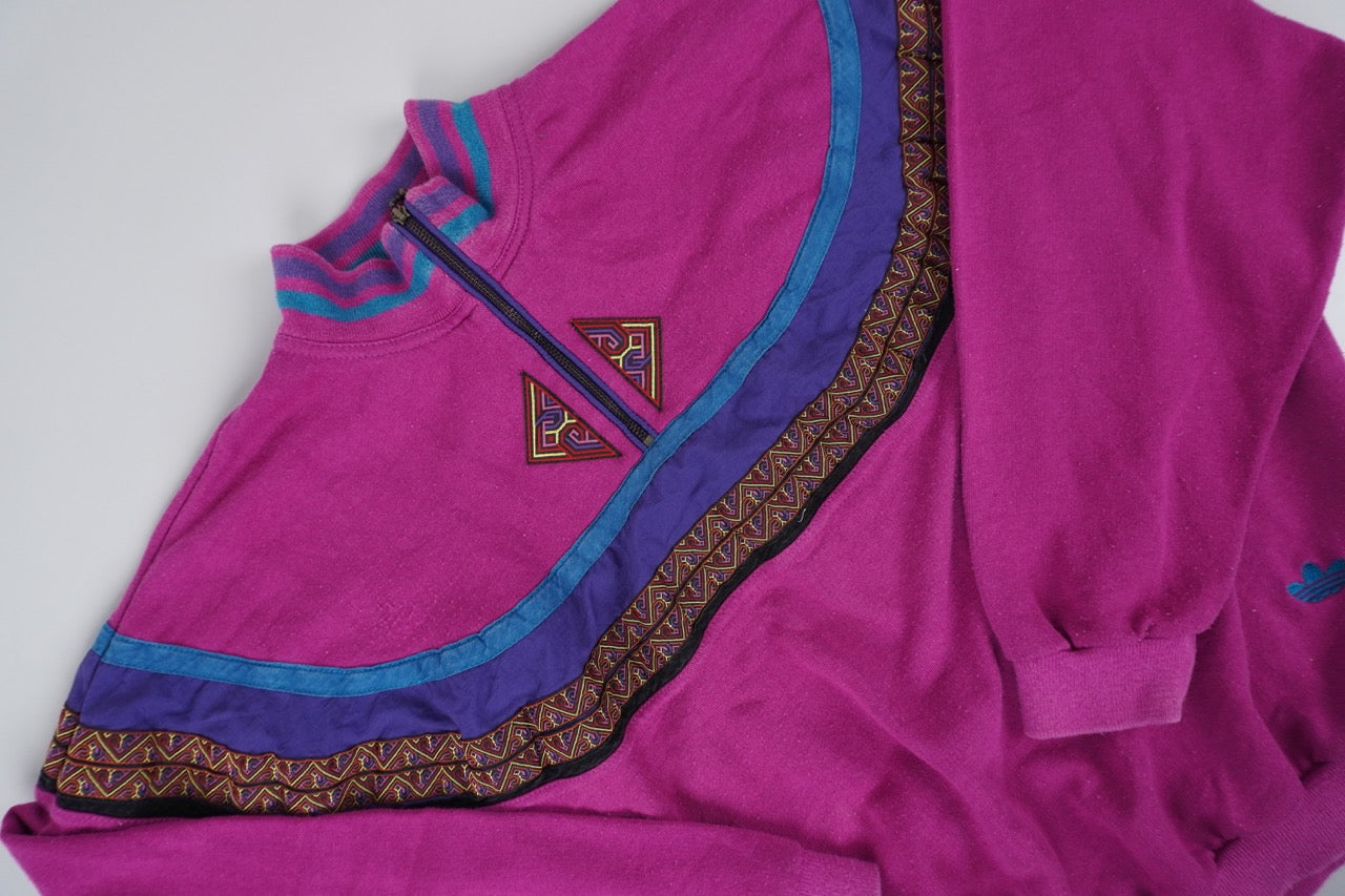 80s Adidas Longsleeve Purple Multi-colored S/M