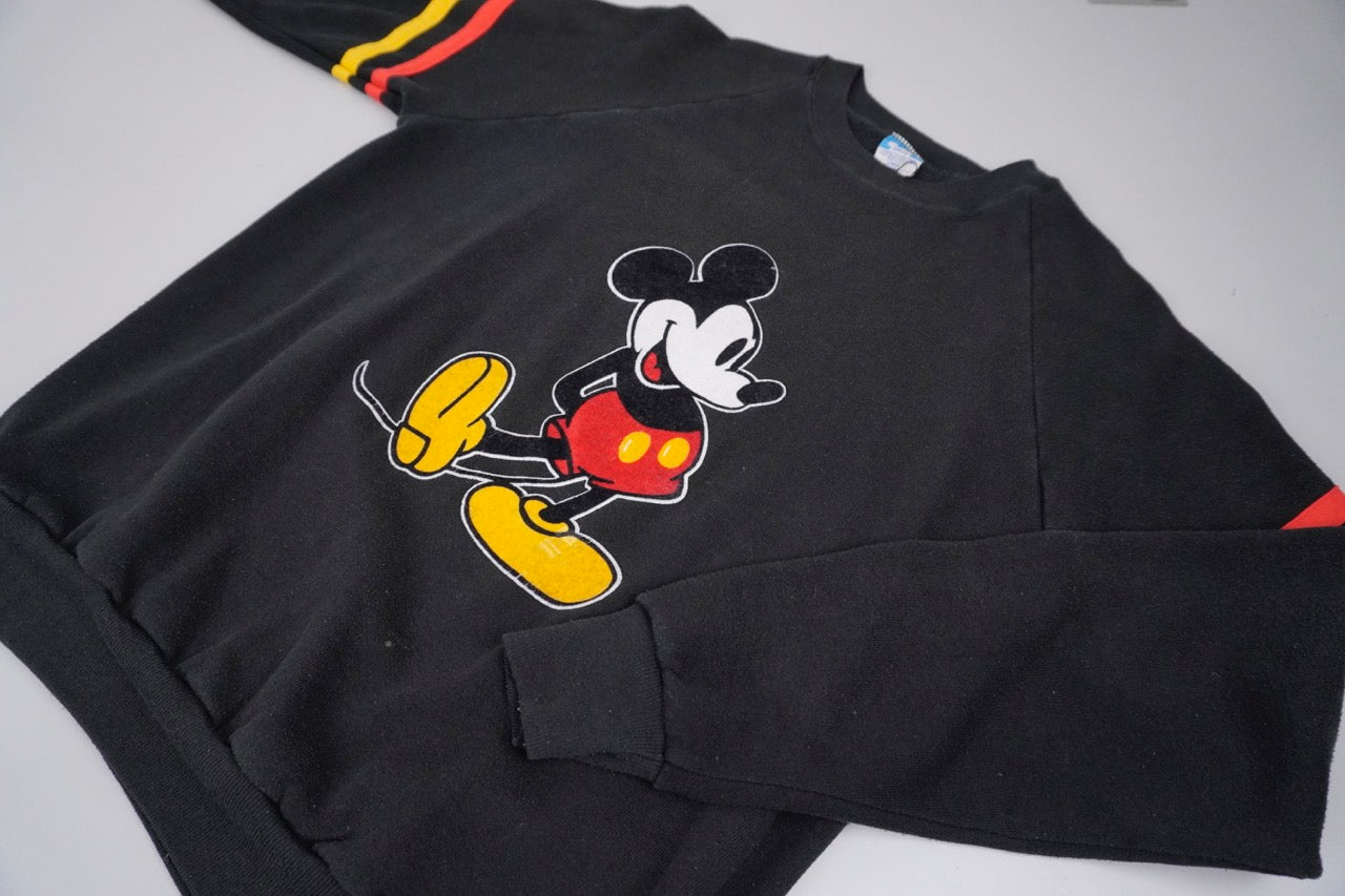 80s Disney Sweatshirt Mickey MOuse Black   L