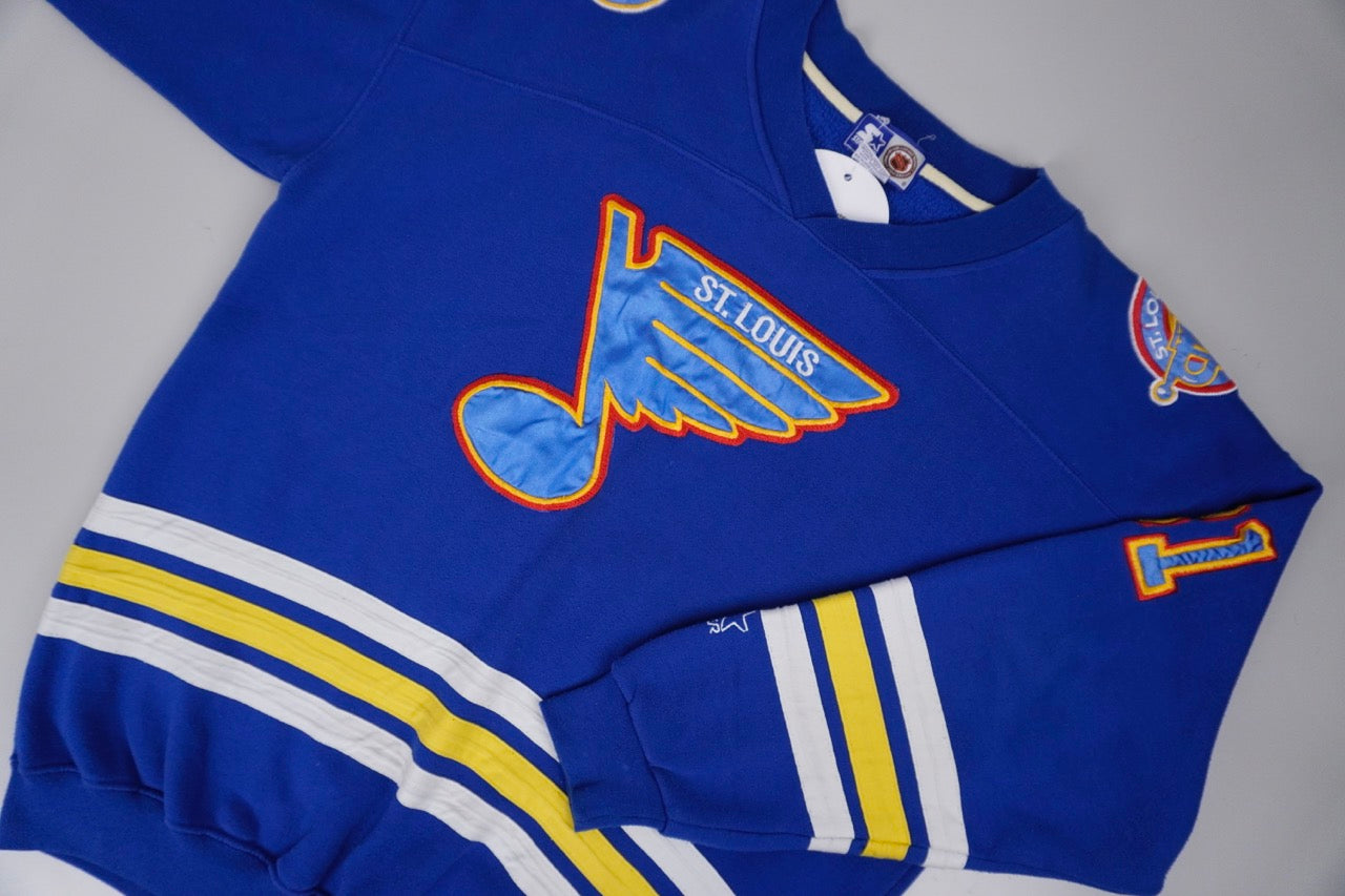 90s Starter St. Louis Blues Curtis Joseph NHL Sweatshirt Blue  L