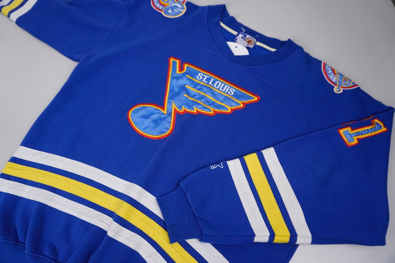 90s Starter St. Louis Blues Curtis Joseph NHL Sweatshirt Blue  L