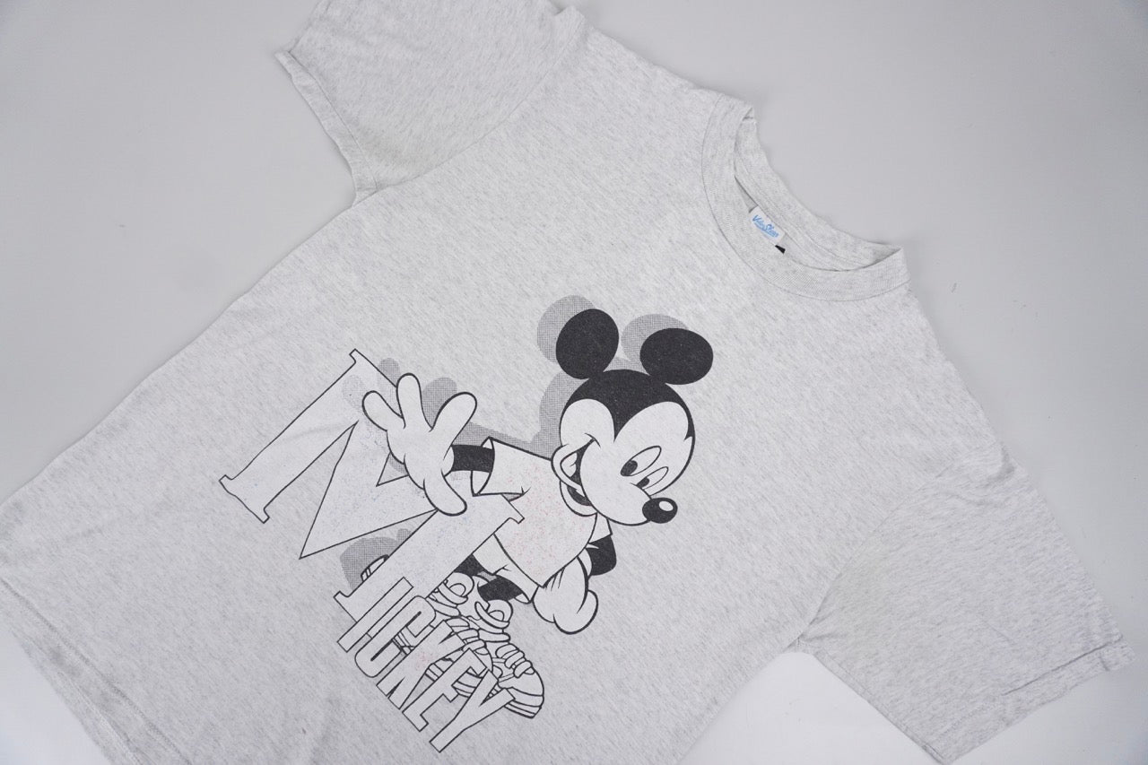 90s Velva Sheen Mickey Mouse T-shirt Gray Black M