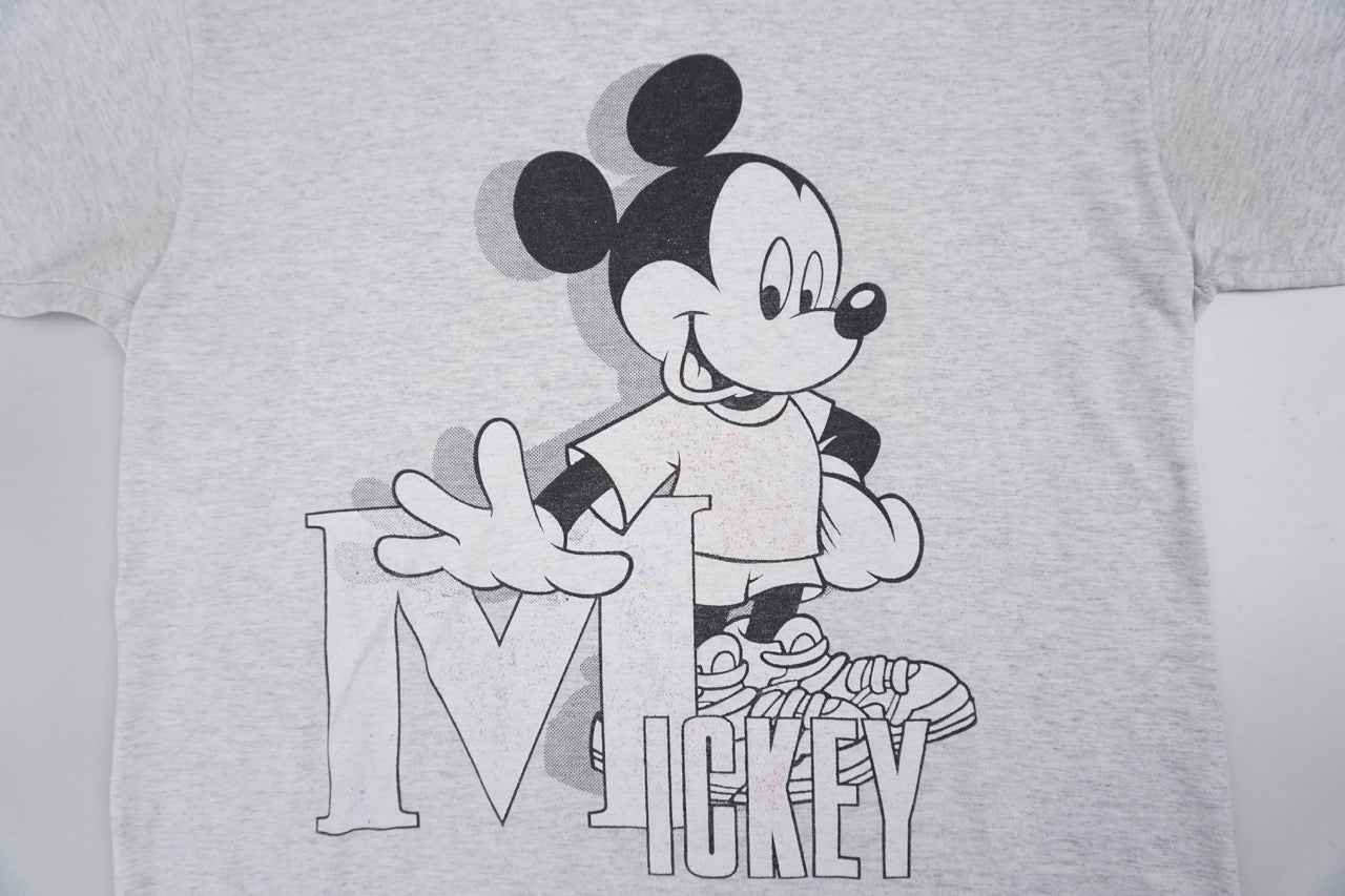 90s Velva Sheen Mickey Mouse T-shirt Gray Black M