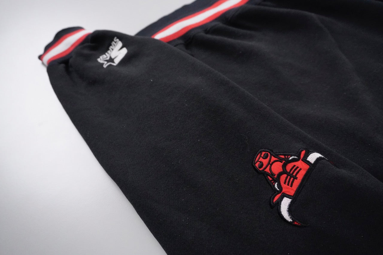 90s Starter Chicago Bulls NBA Hoodie Black Red S/M