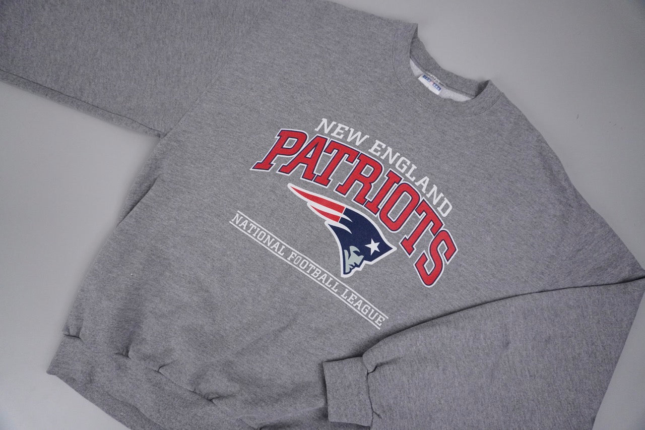 90s Jerzees New England Patriots NFL Sweatshirt Grey L