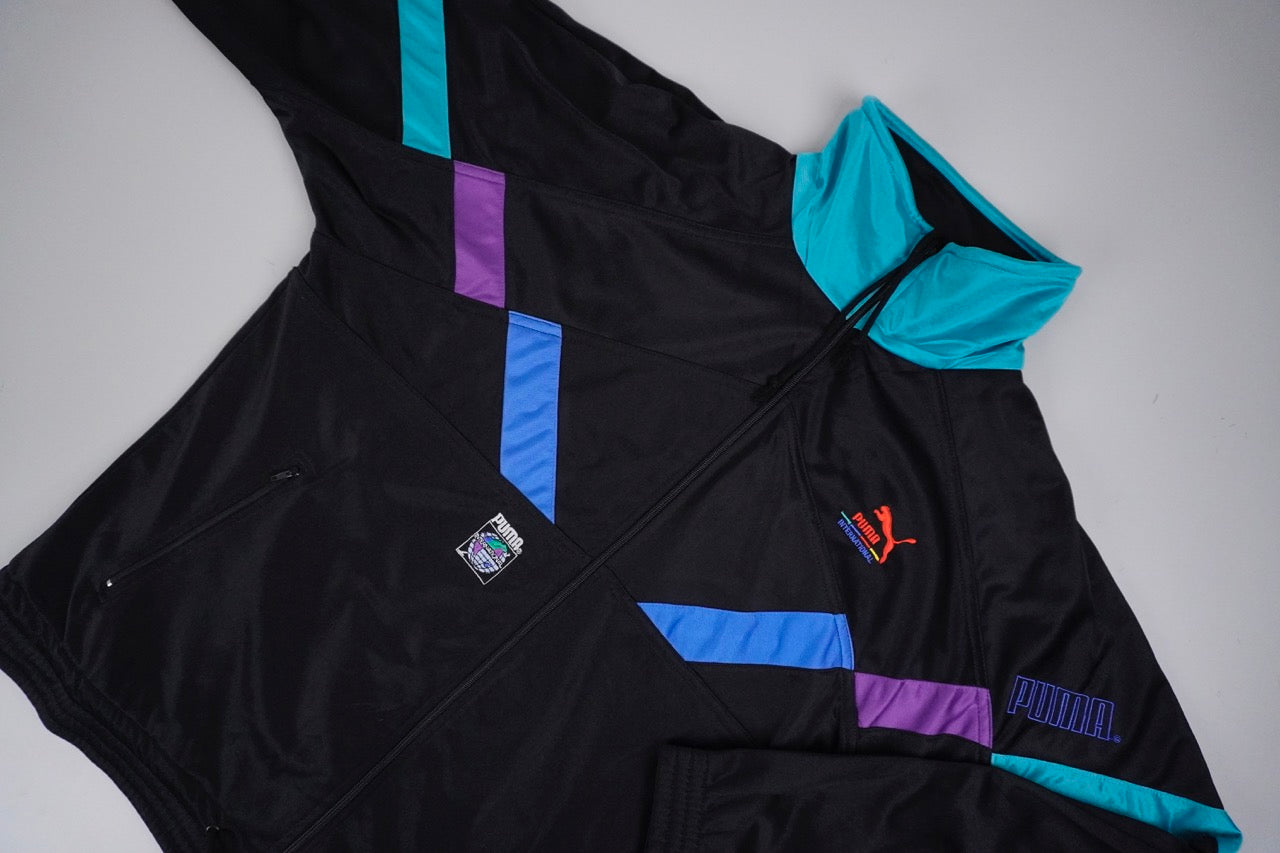 90s Puma Trackjacket Black Turquoise, purple M/L