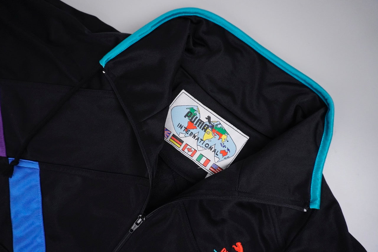 90s Puma Trackjacket Black Turquoise, purple M/L