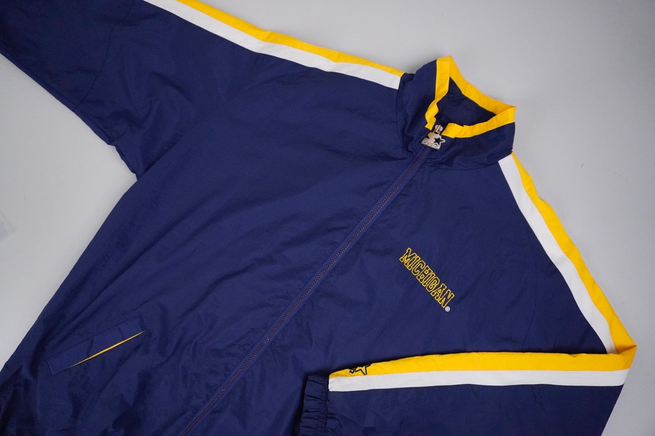 90s Starter Michigan Wolverines Jacket Blue & Yellow L