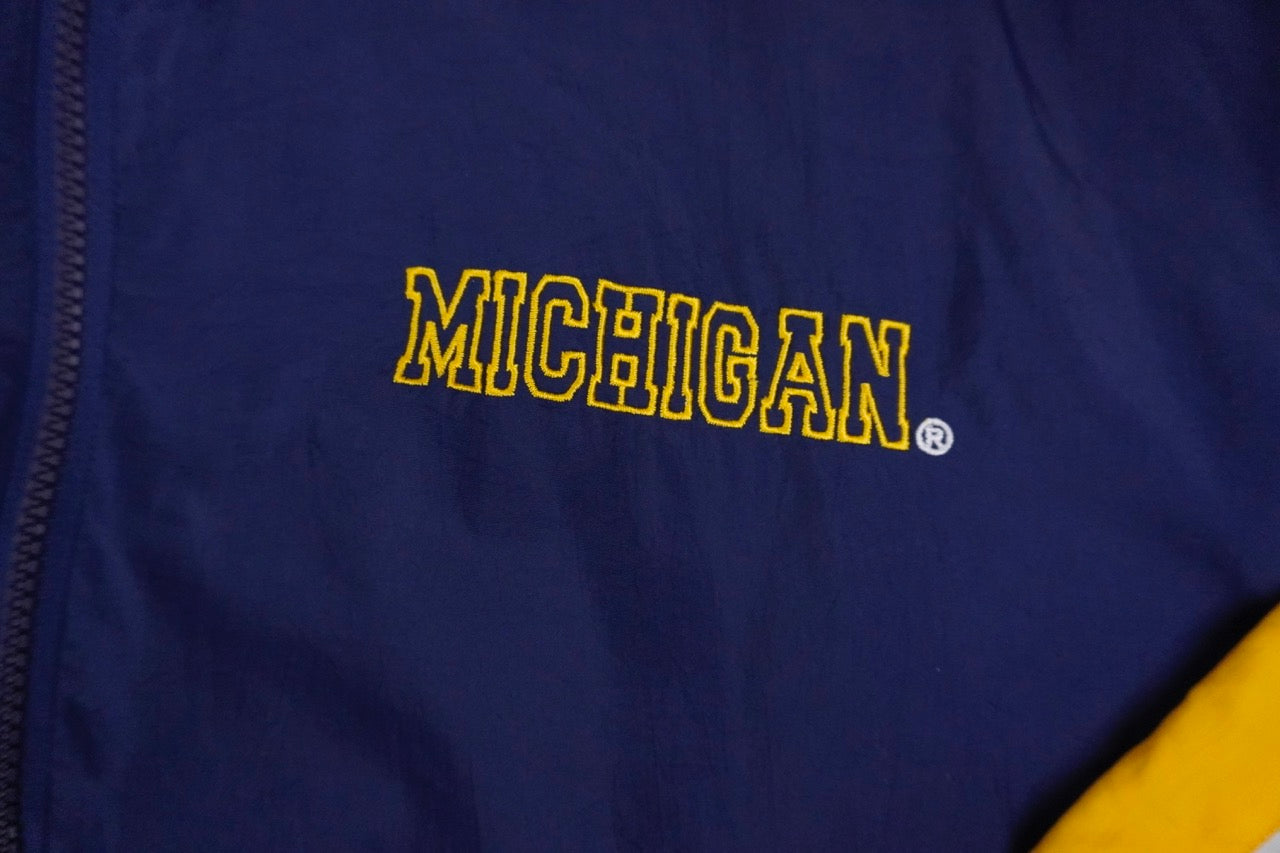 90s Starter Michigan Wolverines Jacket Blue & Yellow L