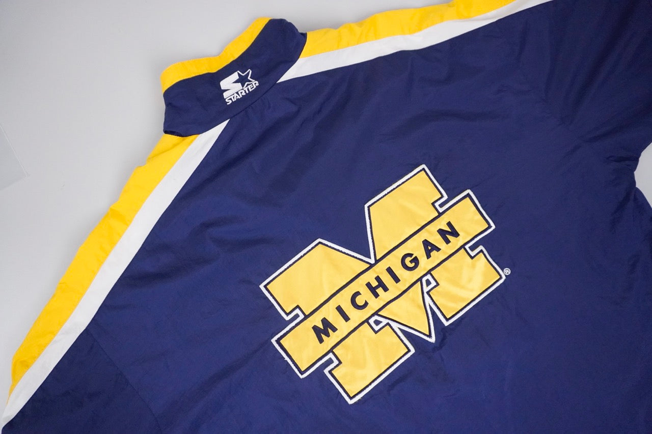 90s Starter Michigan Wolverines Jacket Blue & Yellow L