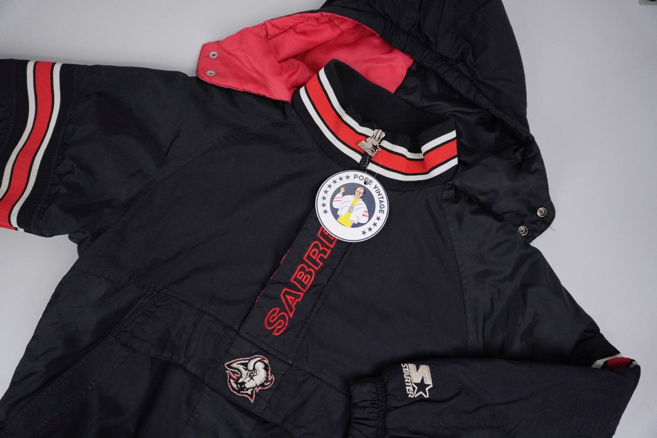 90s Starter Buffalo Sabres NHL Jacket Black Red L