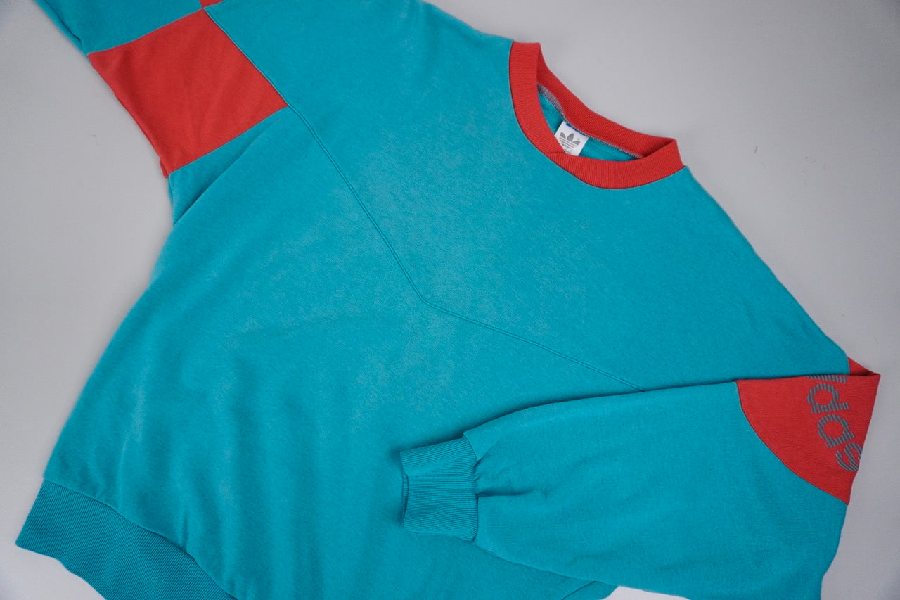 00s Adidas Sweatshirt Turquoise Red L