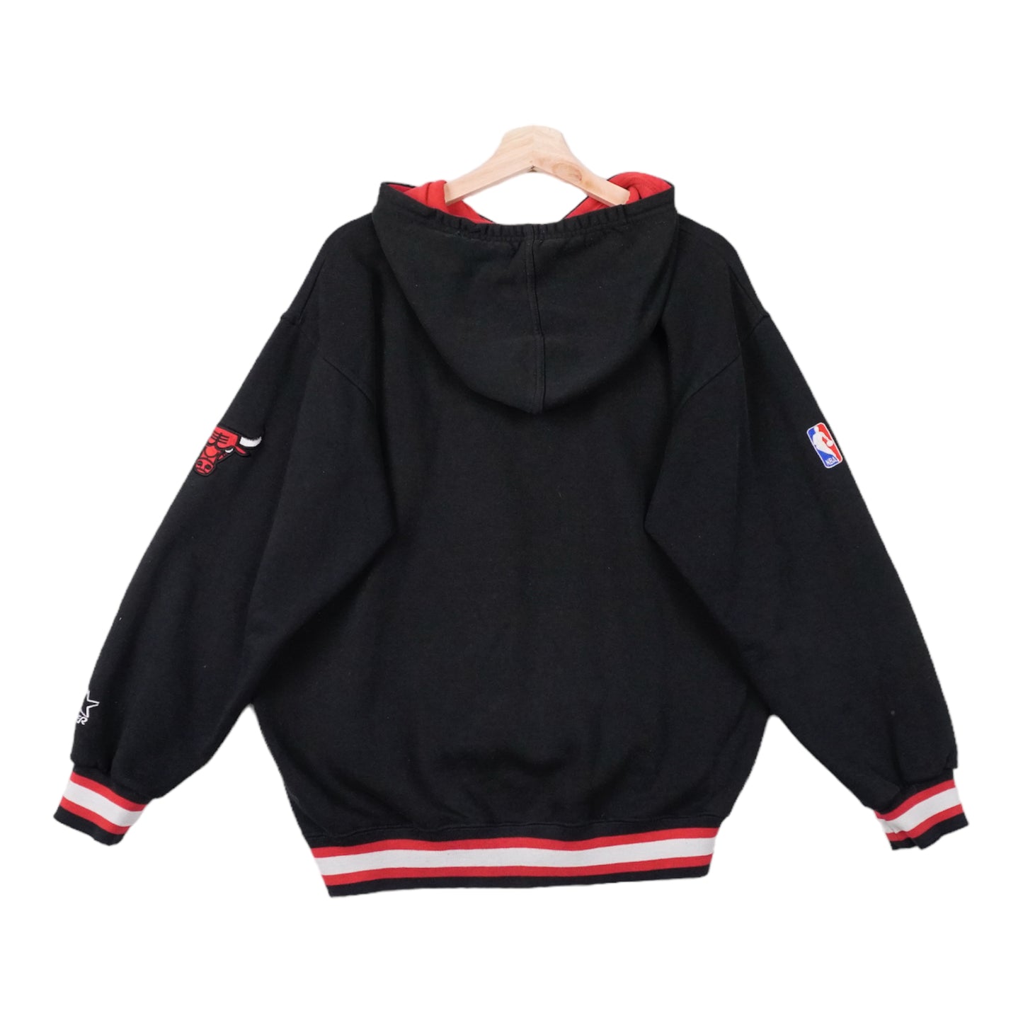 90s Starter Chicago Bulls NBA Hoodie Black Red S/M