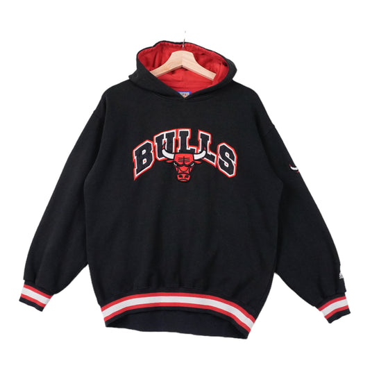 90s Starter Chicago Bulls NBA Hoodie Black Red S/M