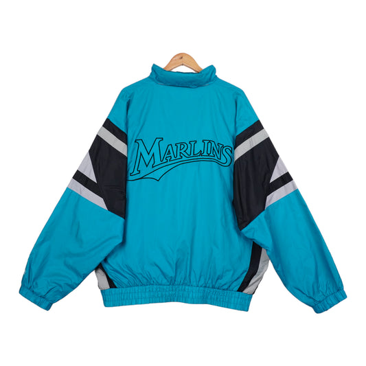 90s Starter Florida Marlins MLB Light Jacket Turquoise Grey XL