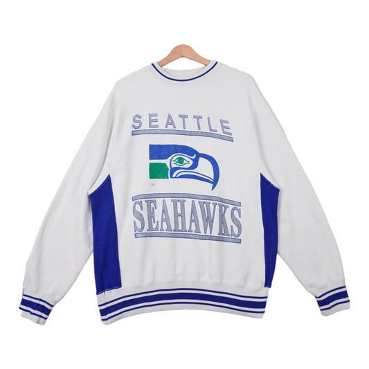 90s Seattle Seahawks NFL Sweatshirt White Blue M