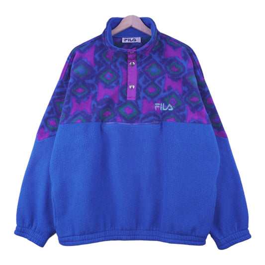 90s Fila Magic Line Crazy Fleece Blue Purple XL