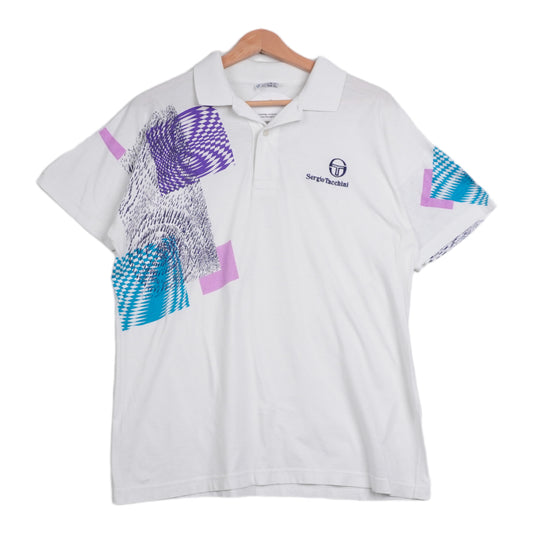 80s Sergio tacchini T-shirt White Multicolor M/L