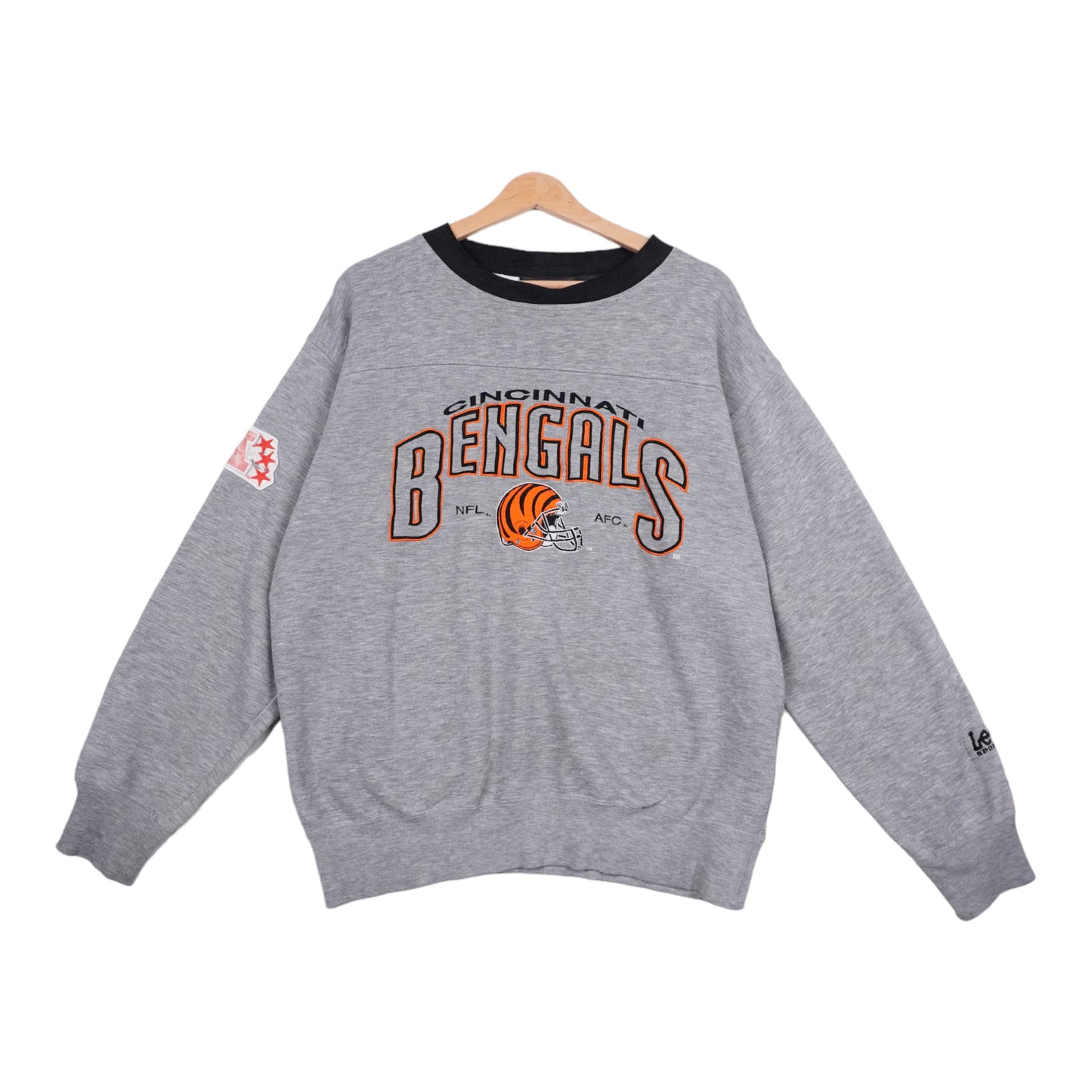 90s Lee Sport Cincinnati Bengals NFL Sweatshirt Grey Orange L/XL