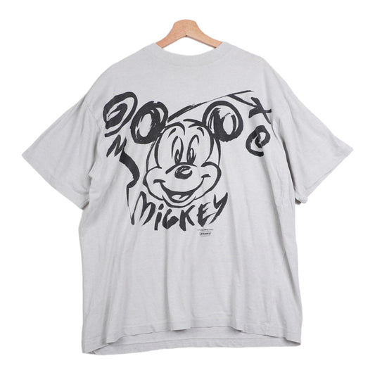 90s Americanwear Mickey Mouse T-shirt Grey Black XL