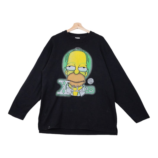 00s Fruit of the Loom Homer Simpson Sweatshirt Black Green L