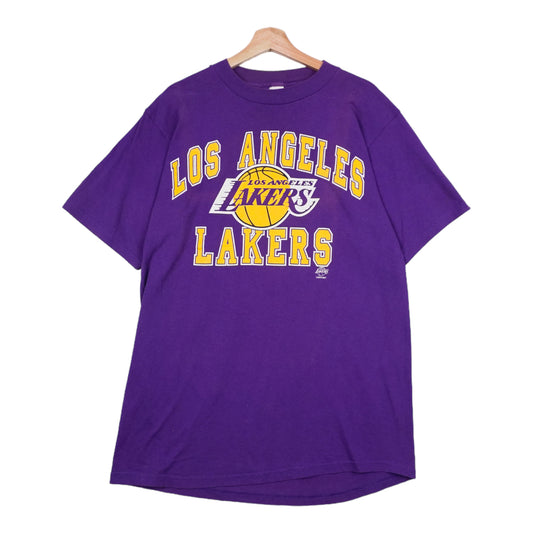 90s Logo 7 LA Lakers NBA T-shirt Purple L