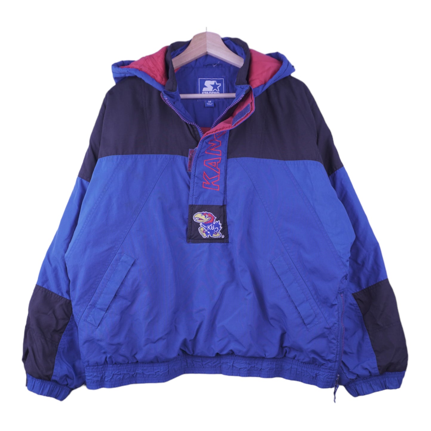 90s Starter Kansas Jayhawks Jacket Blue Black M