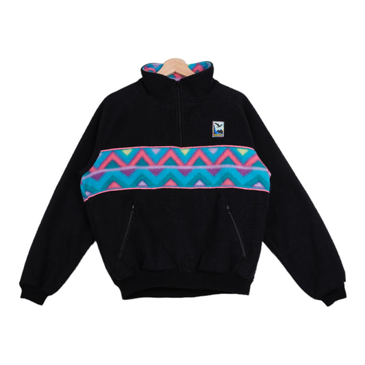 90s Salewa Fleece Black Turquoise, pink M