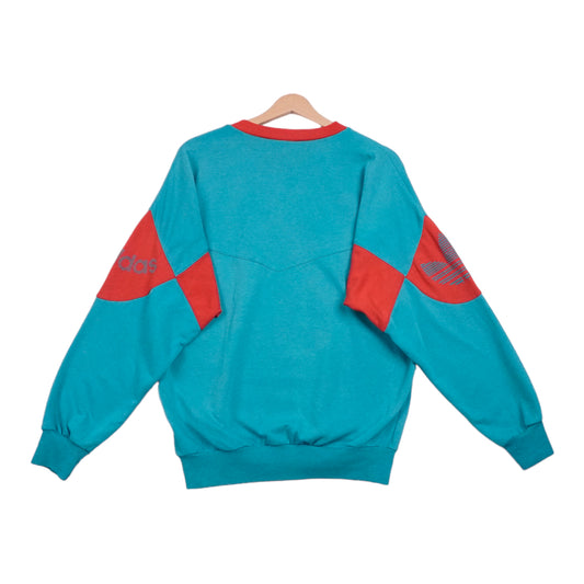 00s Adidas Sweatshirt Turquoise Red L