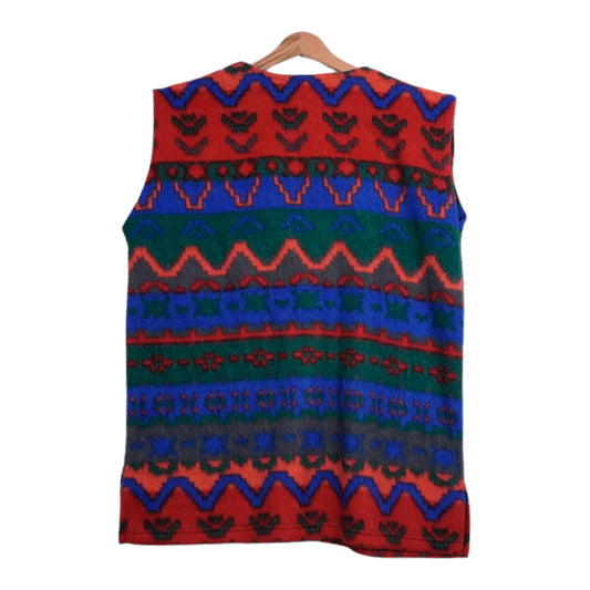 90s Unbranded Fleece Vest Red green blue M