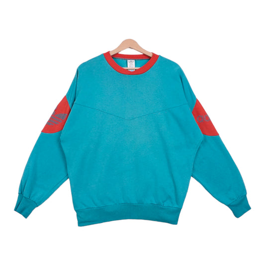 00s Adidas Sweatshirt Turquoise Red L