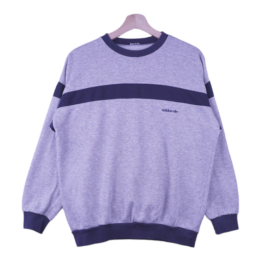 90s Adidas Sweater Grey Navy Blue S