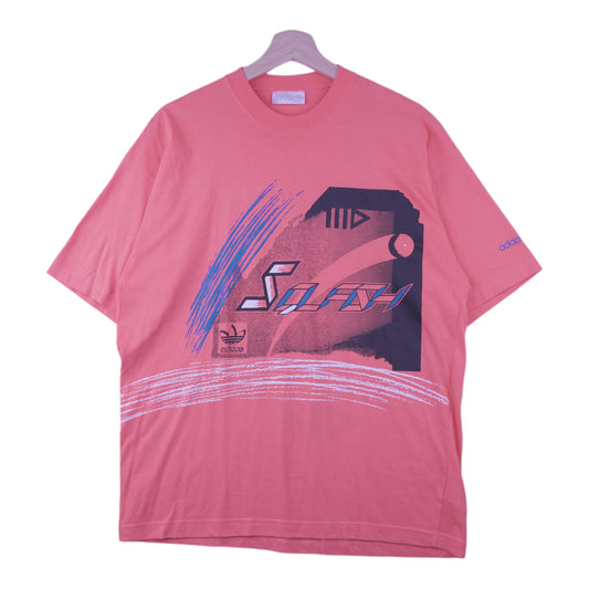 90s Adidas Squash T-Shirt Neon Coral L