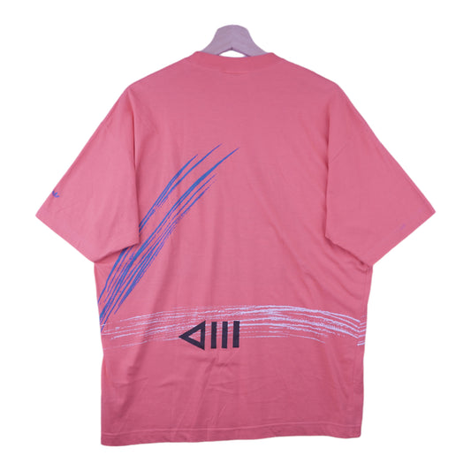 90s Adidas Squash T-Shirt Neon Coral L