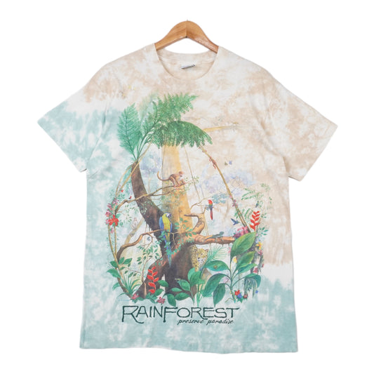 90s Liquid blue T-shirt Beige Green L