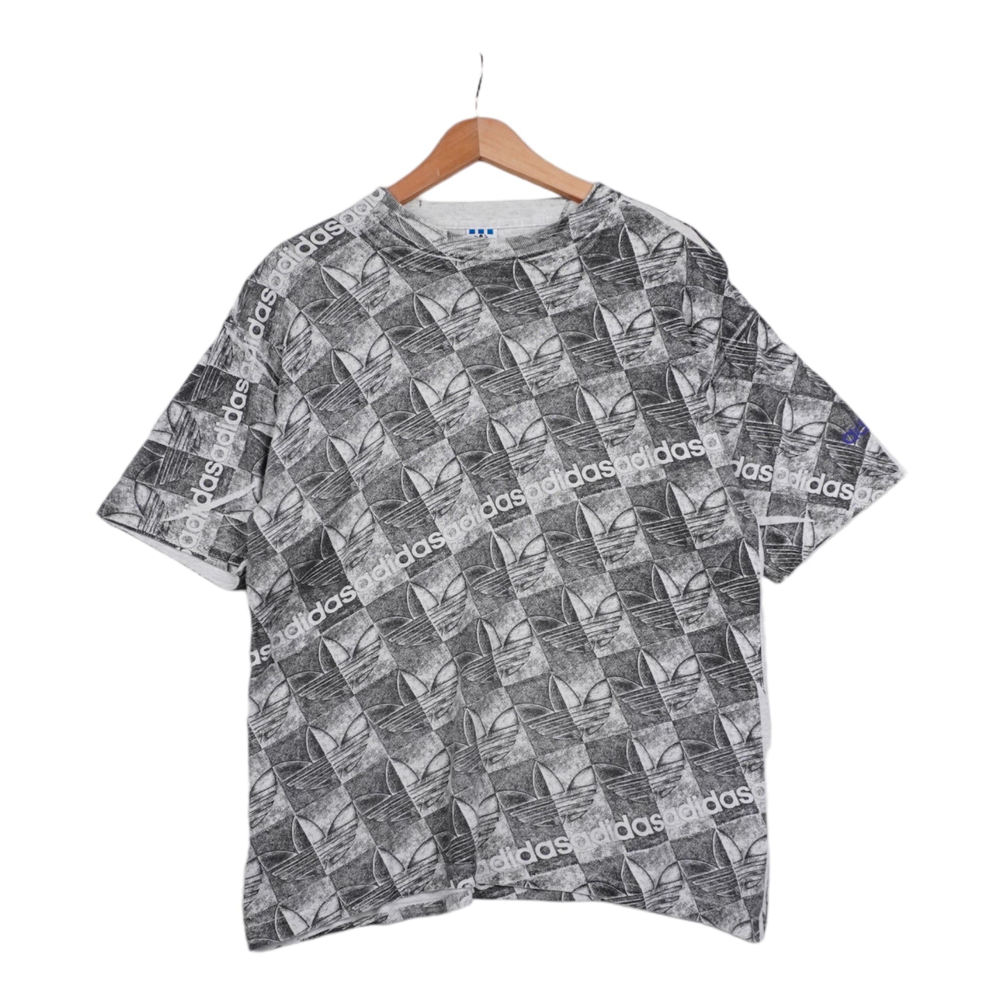 90s Grey All-Over Print Adidas T-shirt